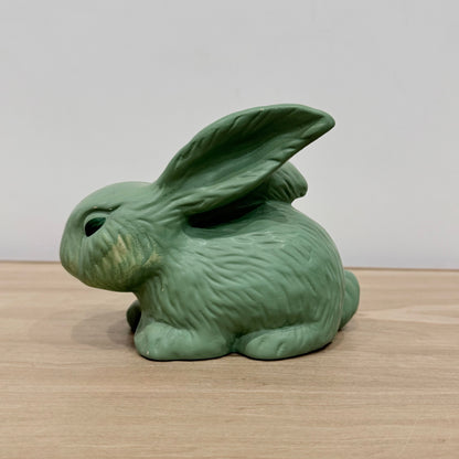 Vintage Green Rabbit Model 337 Matt Staffordshire Pottery Bunny Figure