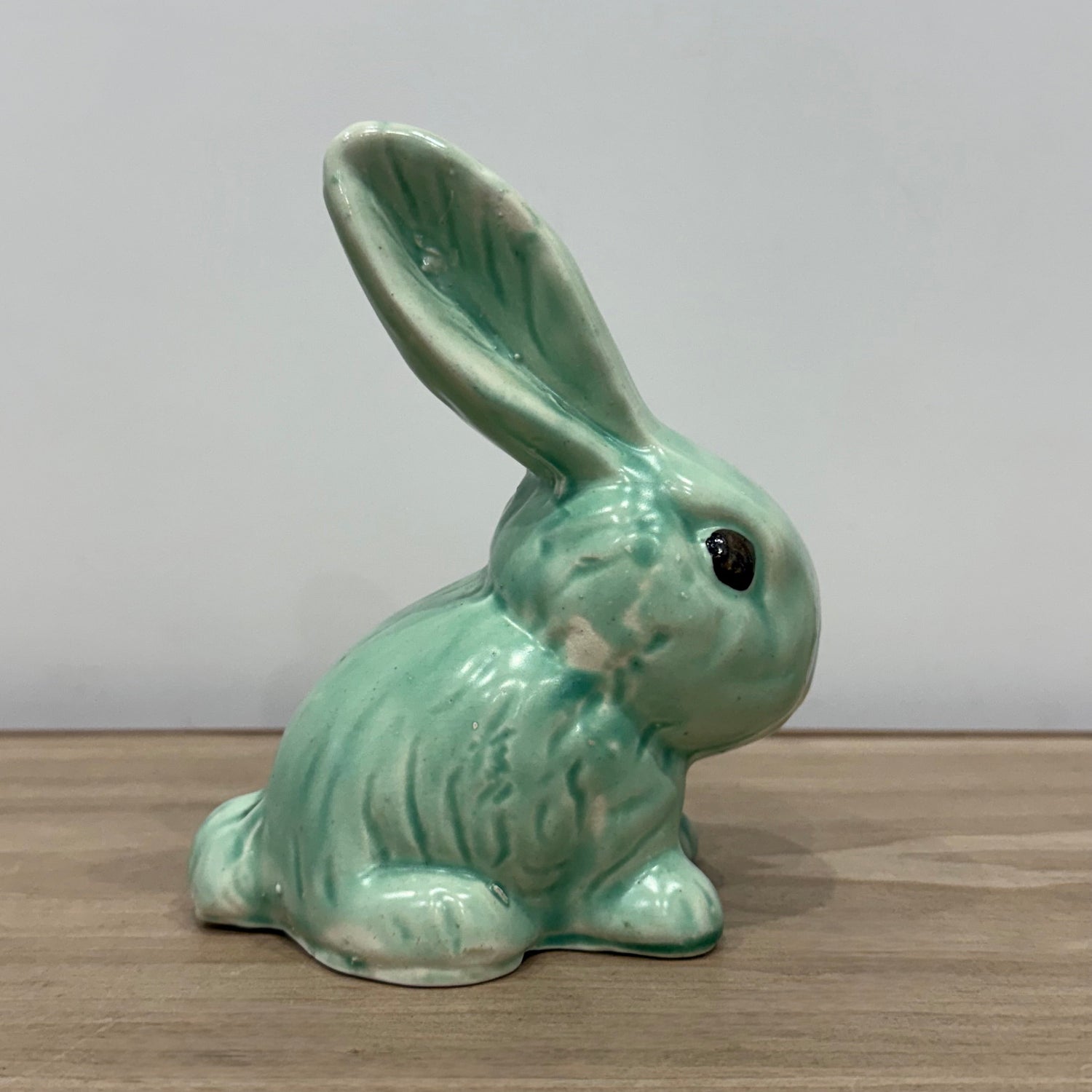 Vintage Green Rabbit Ornament Large Staffordshire Pottery Bunny Figure
