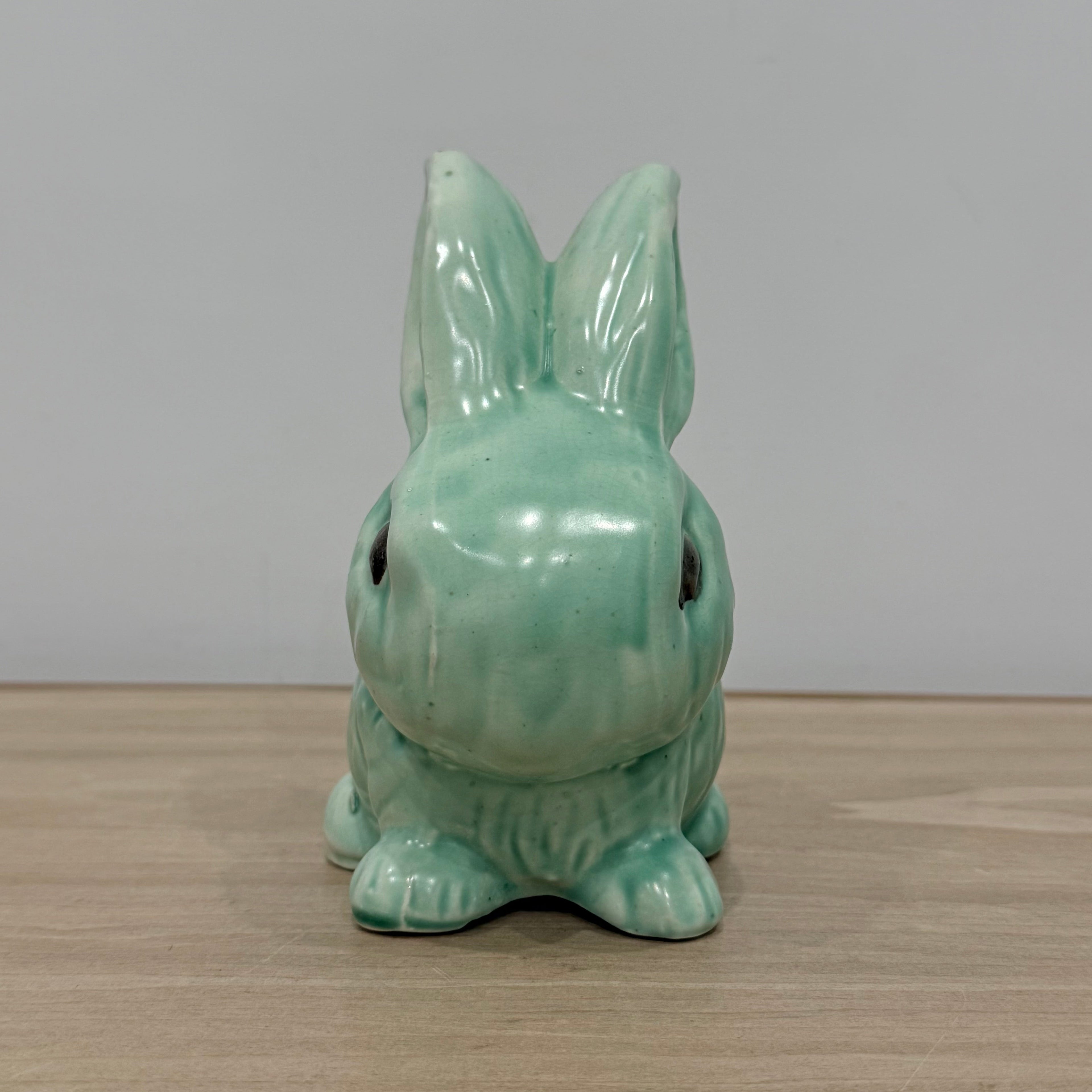 Vintage Green Rabbit Ornament Large Staffordshire Pottery Bunny Figure