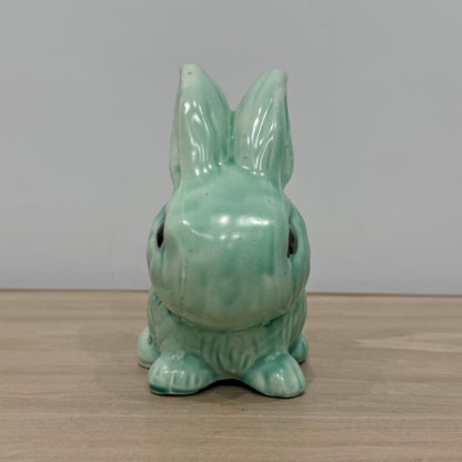 Vintage Green Rabbit Ornament Large Staffordshire Pottery Bunny Figure