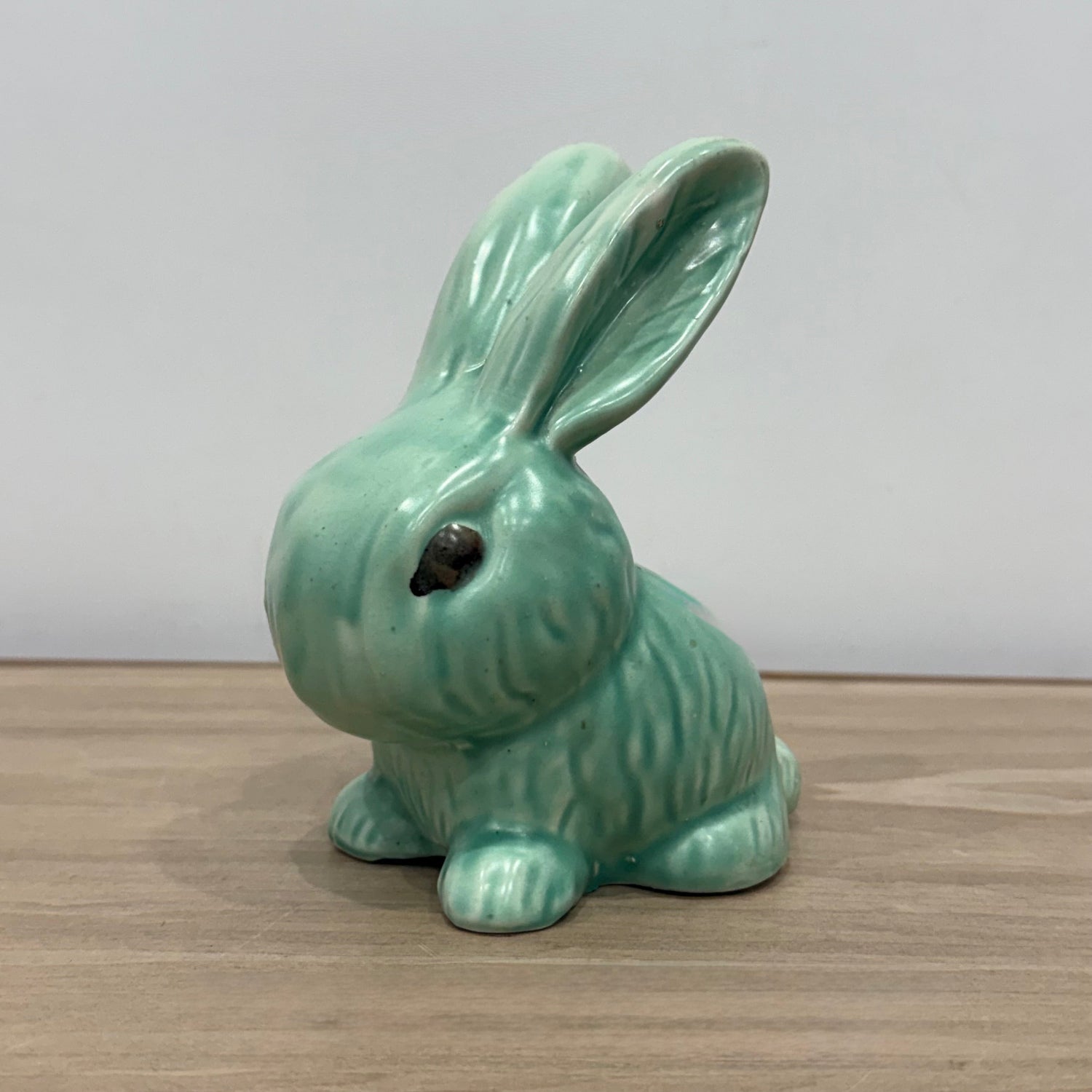 Vintage Green Rabbit Ornament Large Staffordshire Pottery Bunny Figure