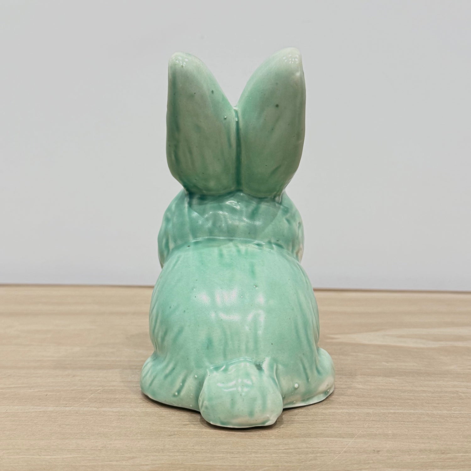 Vintage Green Rabbit Ornament Large Staffordshire Pottery Bunny Figure