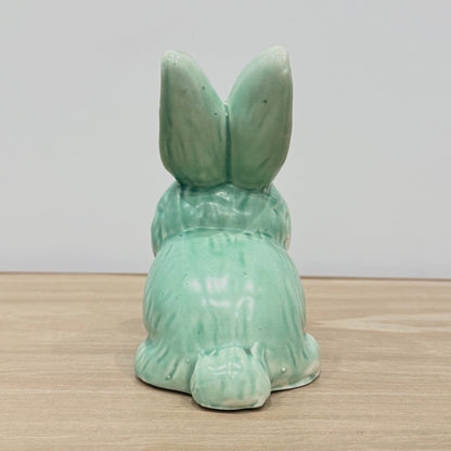 Vintage Green Rabbit Ornament Large Staffordshire Pottery Bunny Figure
