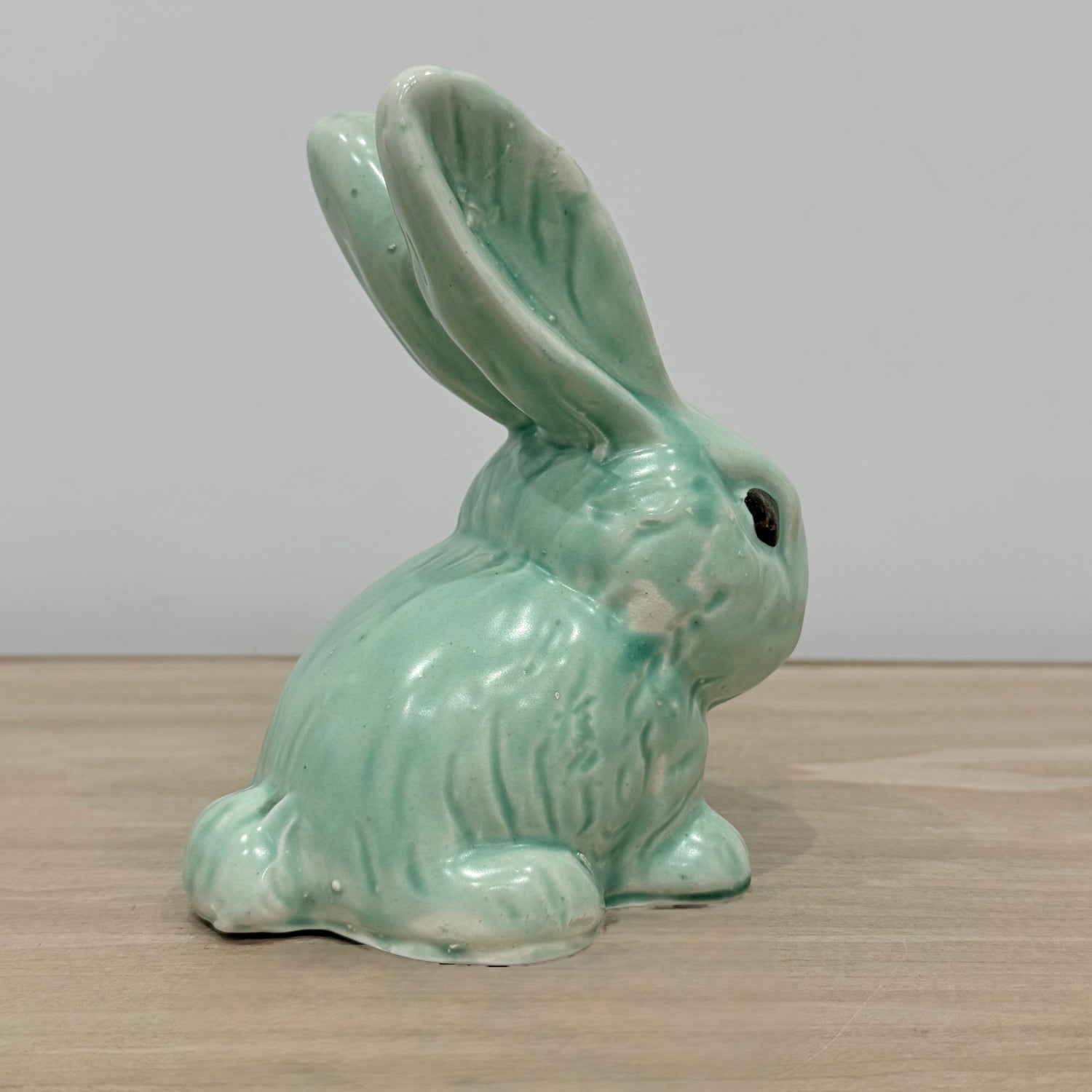 Vintage Green Rabbit Ornament Large Staffordshire Pottery Bunny Figure