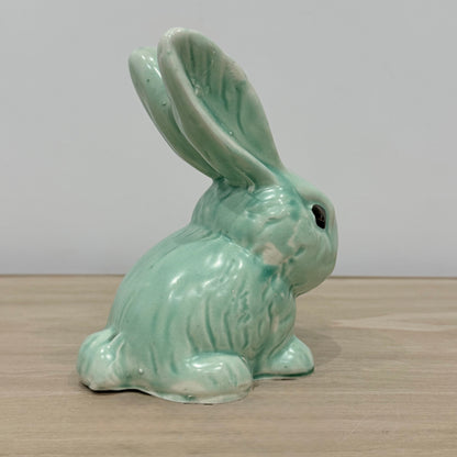Vintage Green Rabbit Ornament Large Staffordshire Pottery Bunny Figure