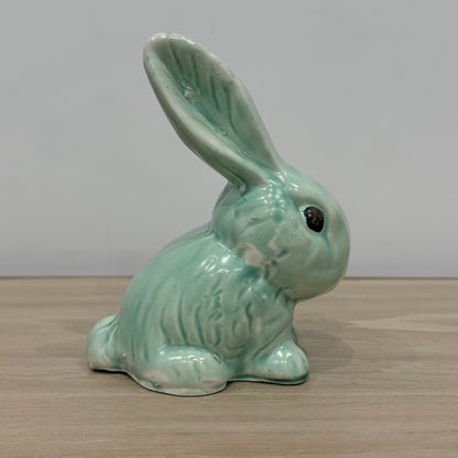 Vintage Green Rabbit Ornament Large Staffordshire Pottery Bunny Figure