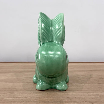 SylvaC 990 Green Rabbit Ornament Vintage Staffordshire Pottery Bunny Figure