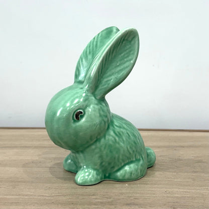 SylvaC 990 Green Rabbit Ornament Vintage Staffordshire Pottery Bunny Figure