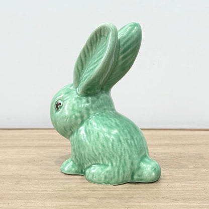 SylvaC 990 Green Rabbit Ornament Vintage Staffordshire Pottery Bunny Figure