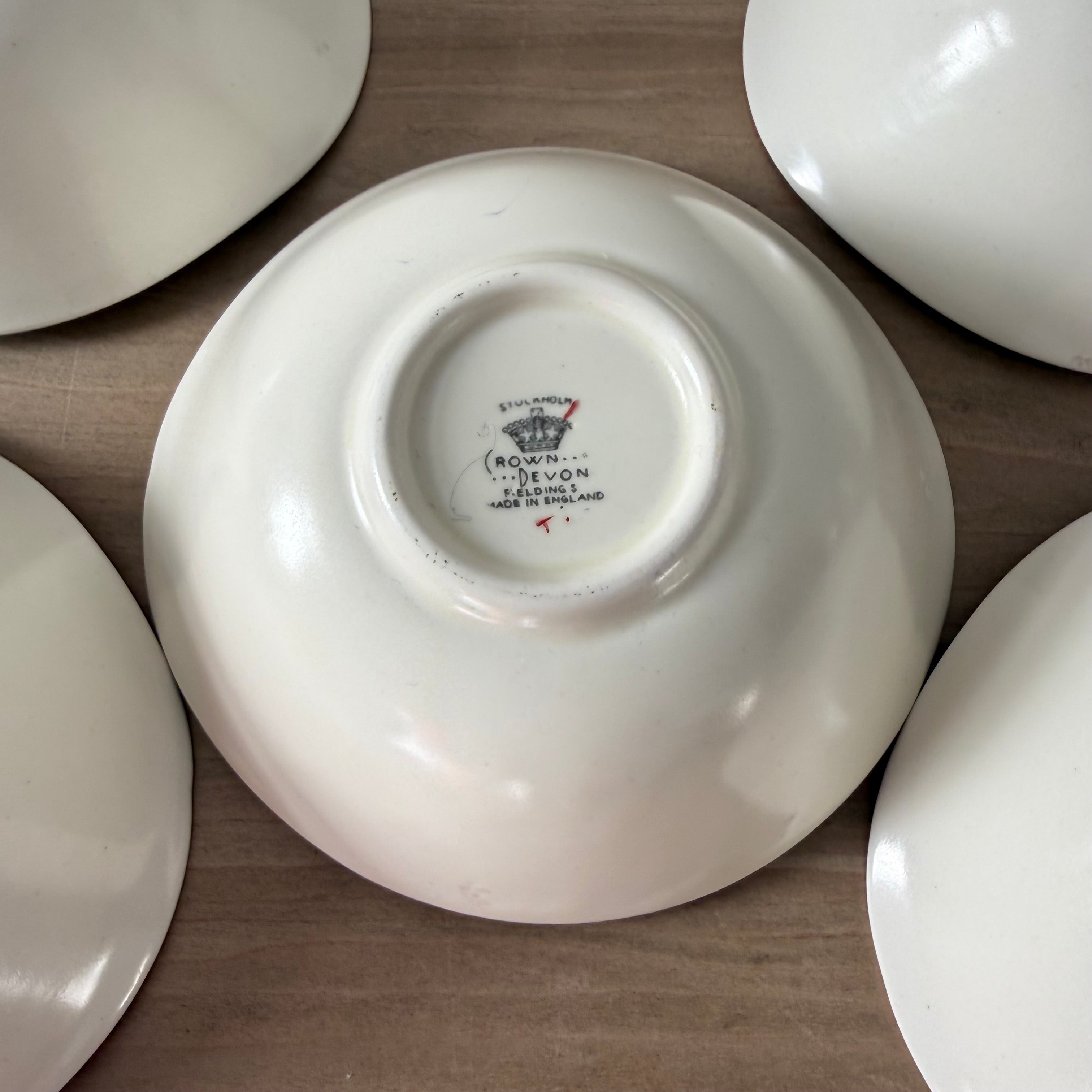 5 Crown Devon Stockholm Leaping Deer Dessert Bowls 1950s