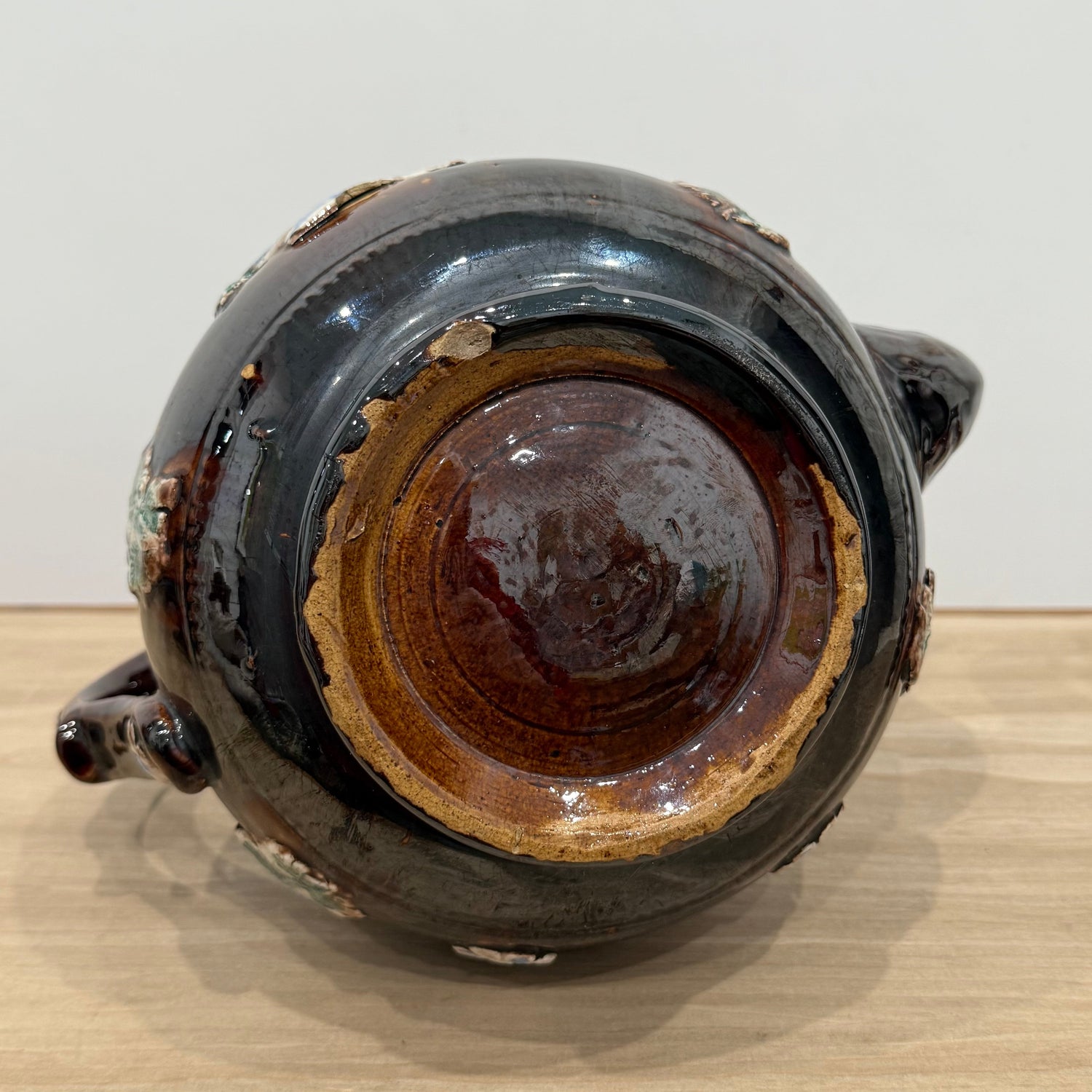 Victorian Relief Moulded Teapot A Present to a Friend Brown Glazed Pottery