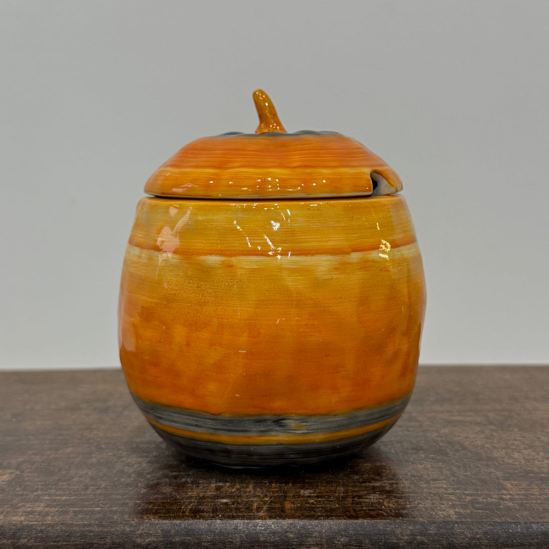 Shelley Harmony Dripware Orange Preserve Pot Art Deco 1930s