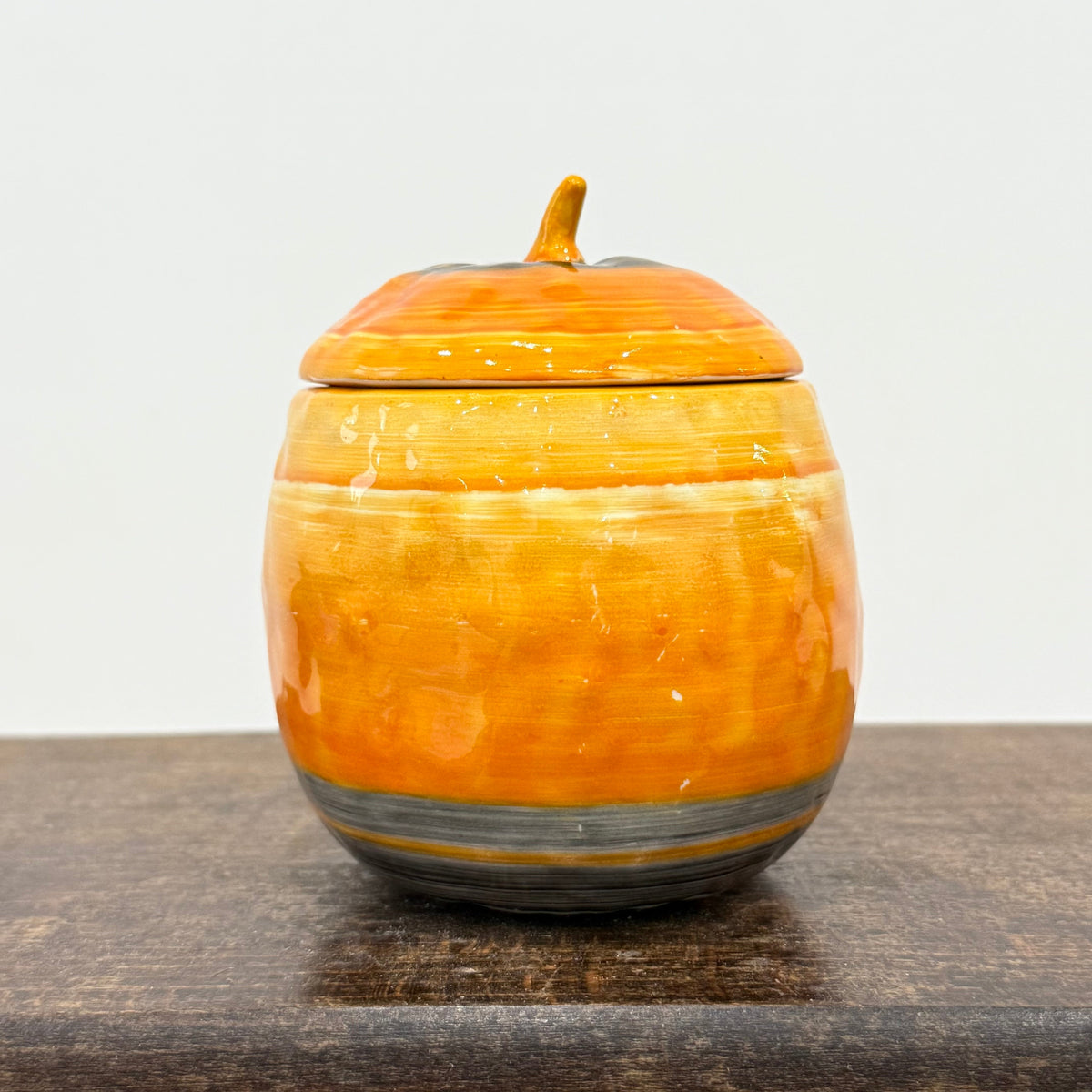Shelley Harmony Dripware Orange Preserve Pot Art Deco 1930s