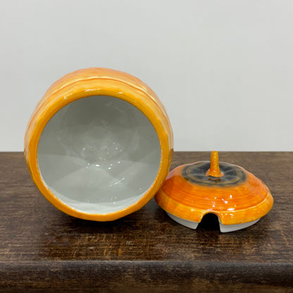 Shelley Harmony Dripware Orange Preserve Pot Art Deco 1930s