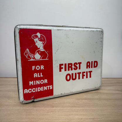 Vintage First Aid Outfit Tin with Elastoplast and Band-Aid Tins 1950s