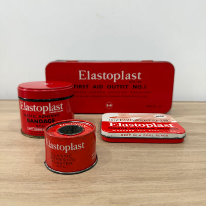 Vintage First Aid Outfit Tin with Elastoplast and Band-Aid Tins 1950s