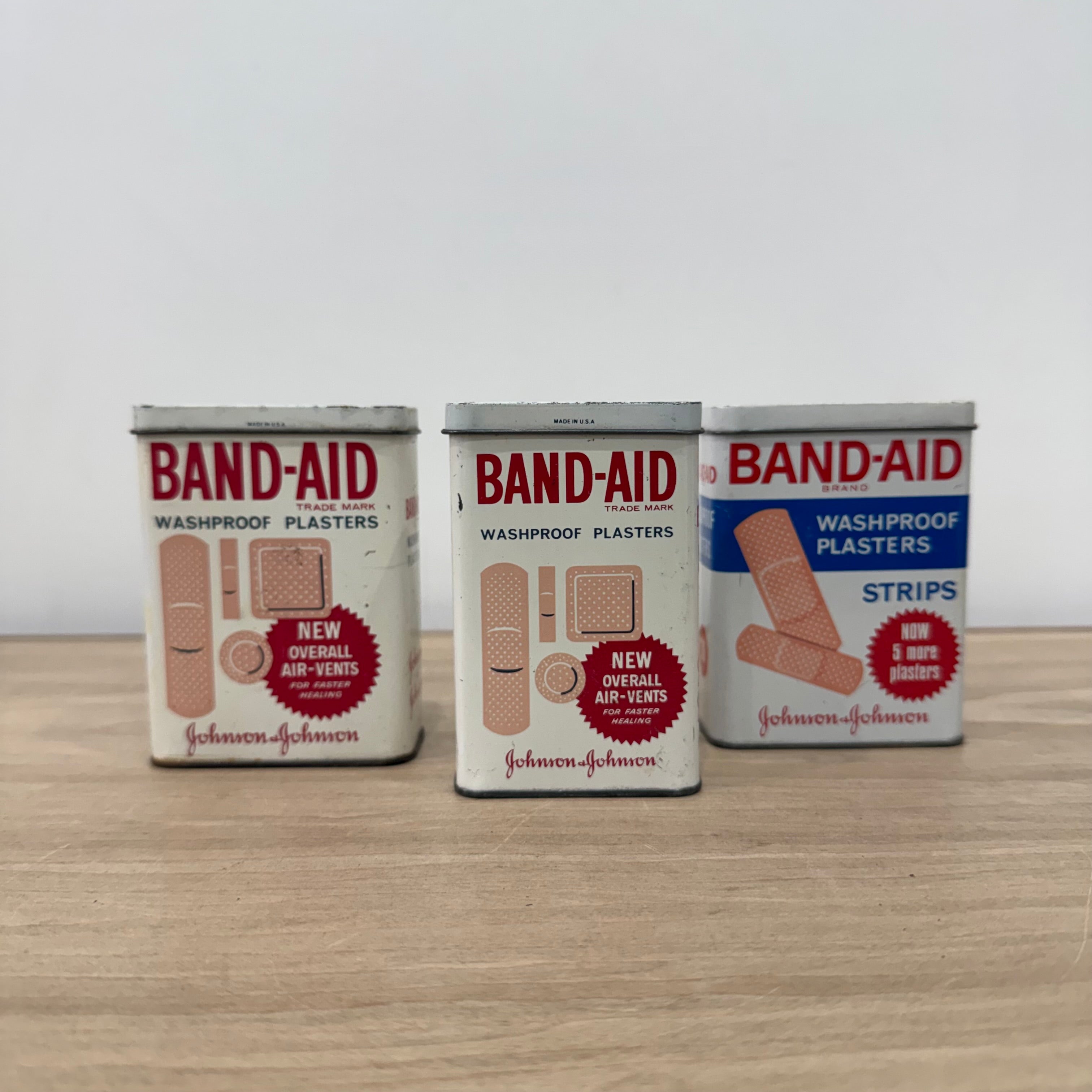 Vintage First Aid Outfit Tin with Elastoplast and Band-Aid Tins 1950s