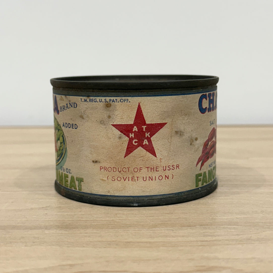 Vintage Chatka Crab Meat Tin USSR Soviet Export Seafood Advertising c1950s