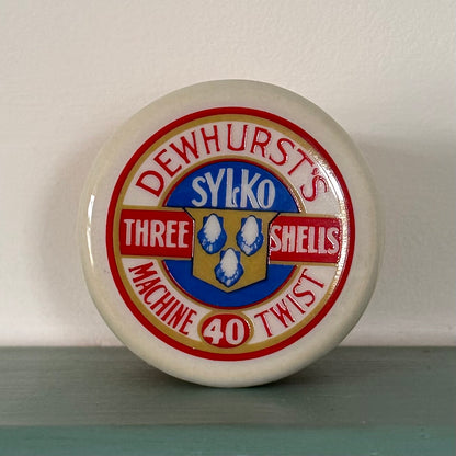 Vintage Dewhurst’s Sylko Ceramic Thread Display Spool 5 cm
