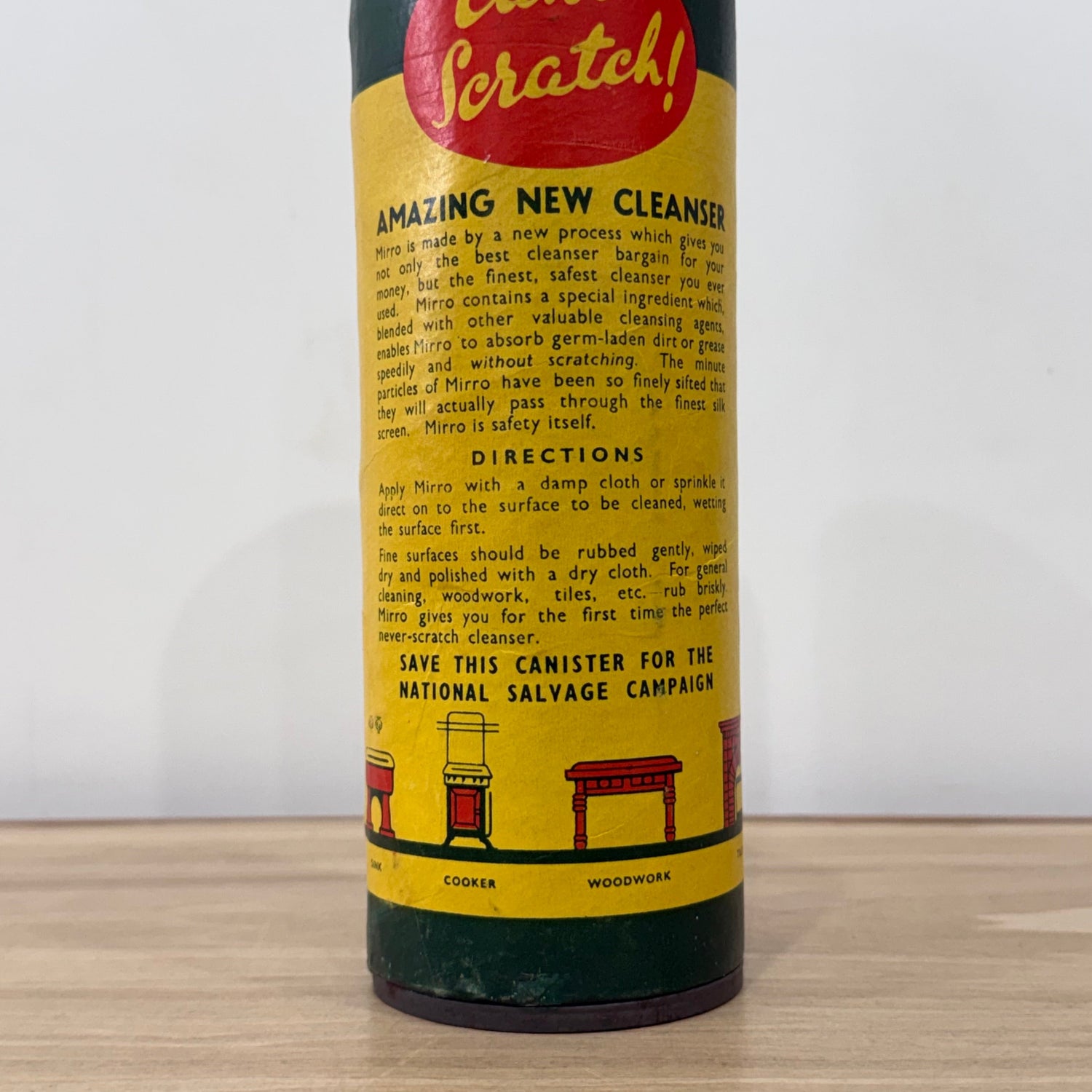 Vintage Mirro “Can’t Scratch” Cleanser Tin Thomas Hedley Newcastle