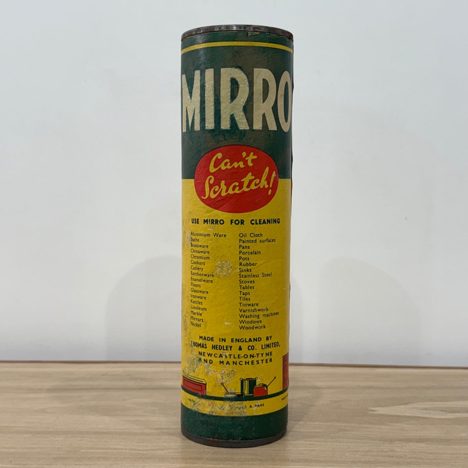 Vintage Mirro “Can’t Scratch” Cleanser Tin Thomas Hedley Newcastle