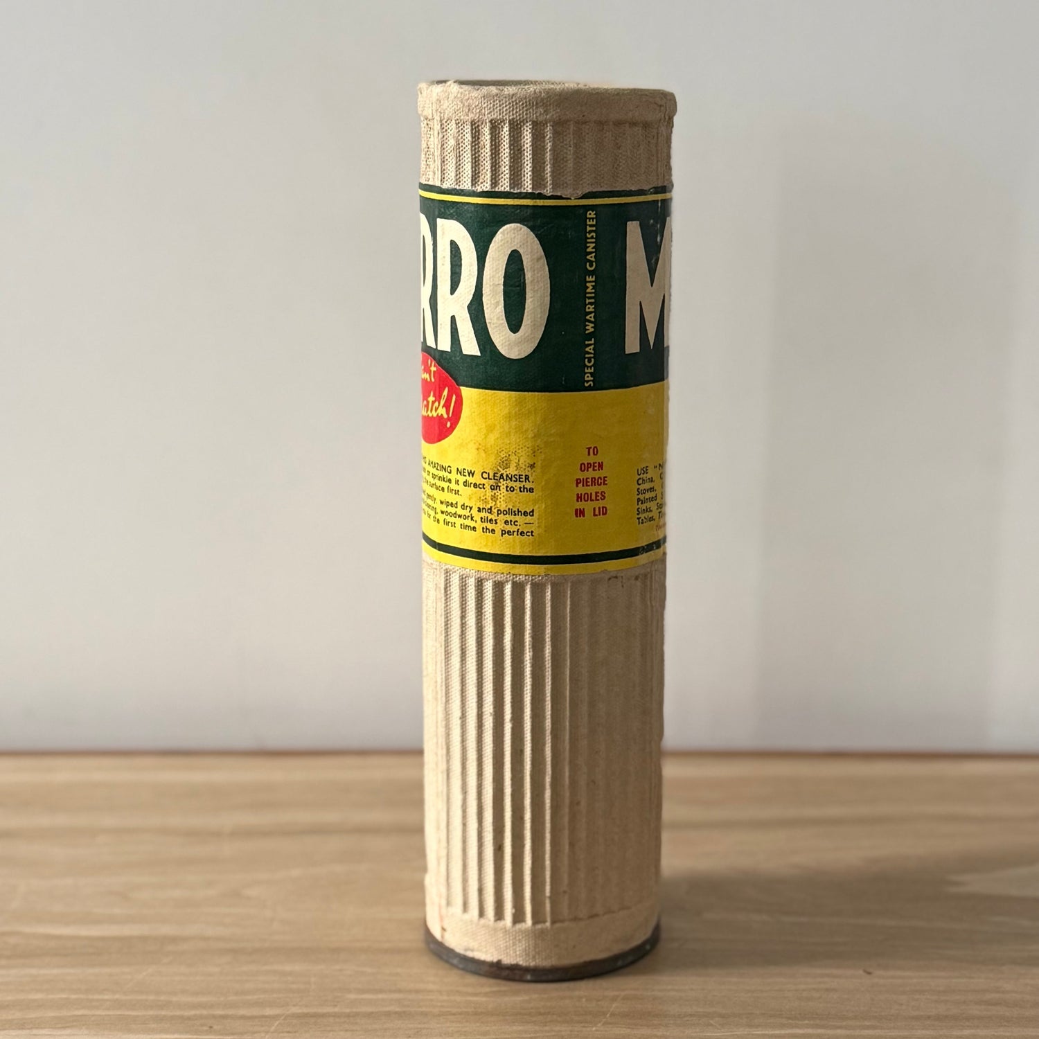WWII Vintage Mirro Cleanser Special Wartime Canister