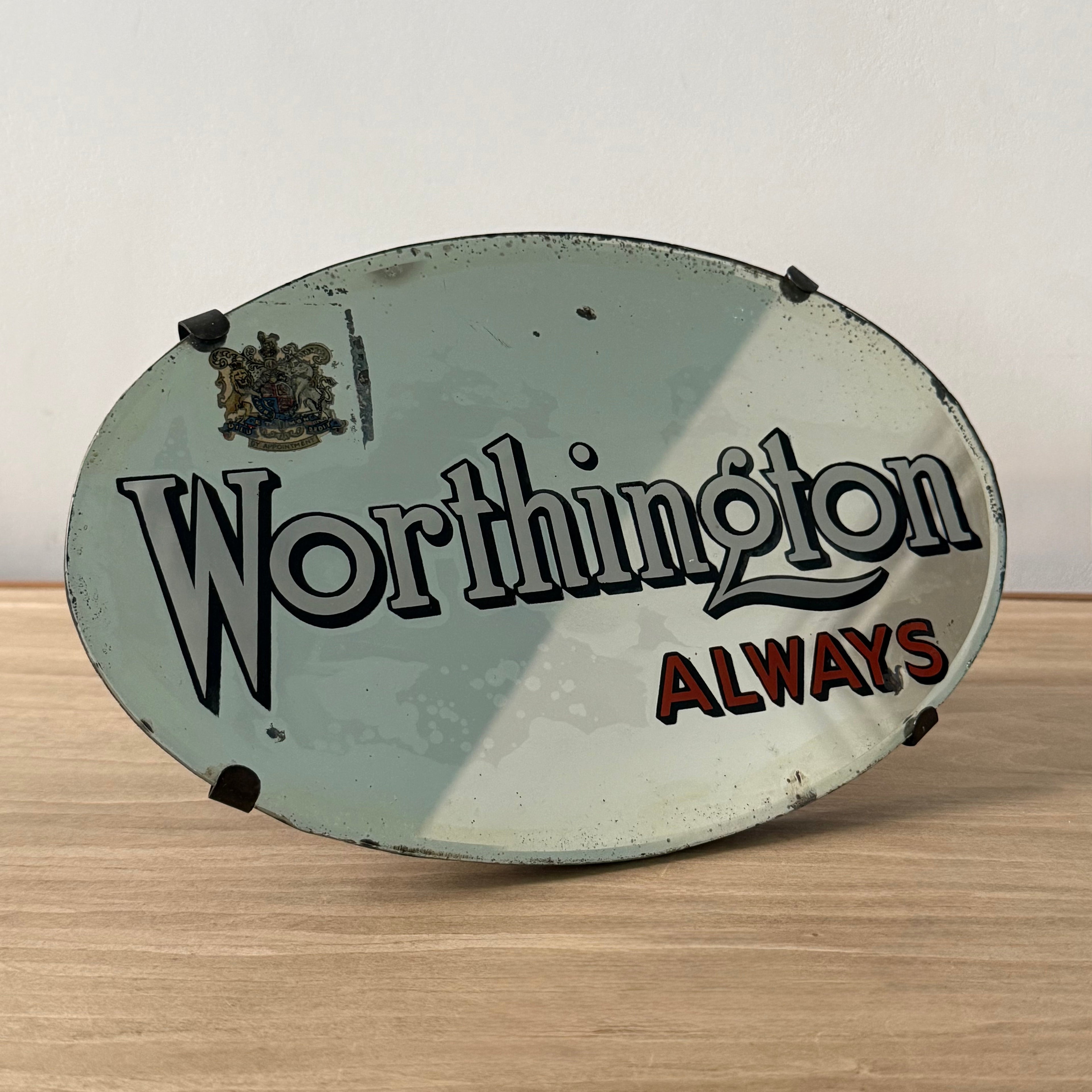 Vintage Worthington Always Beer Advertising Glass Pub Display Sign