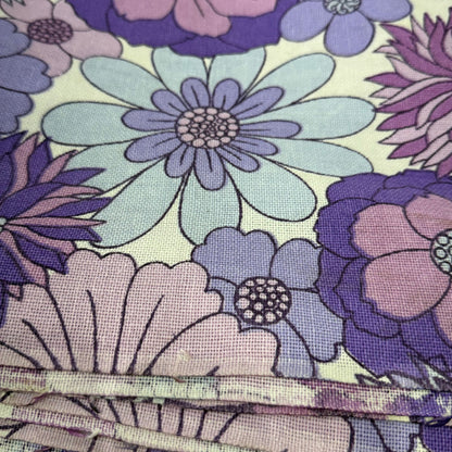Vintage St Michael Flower Power Fabric 1970s Purple Floral 6.5m