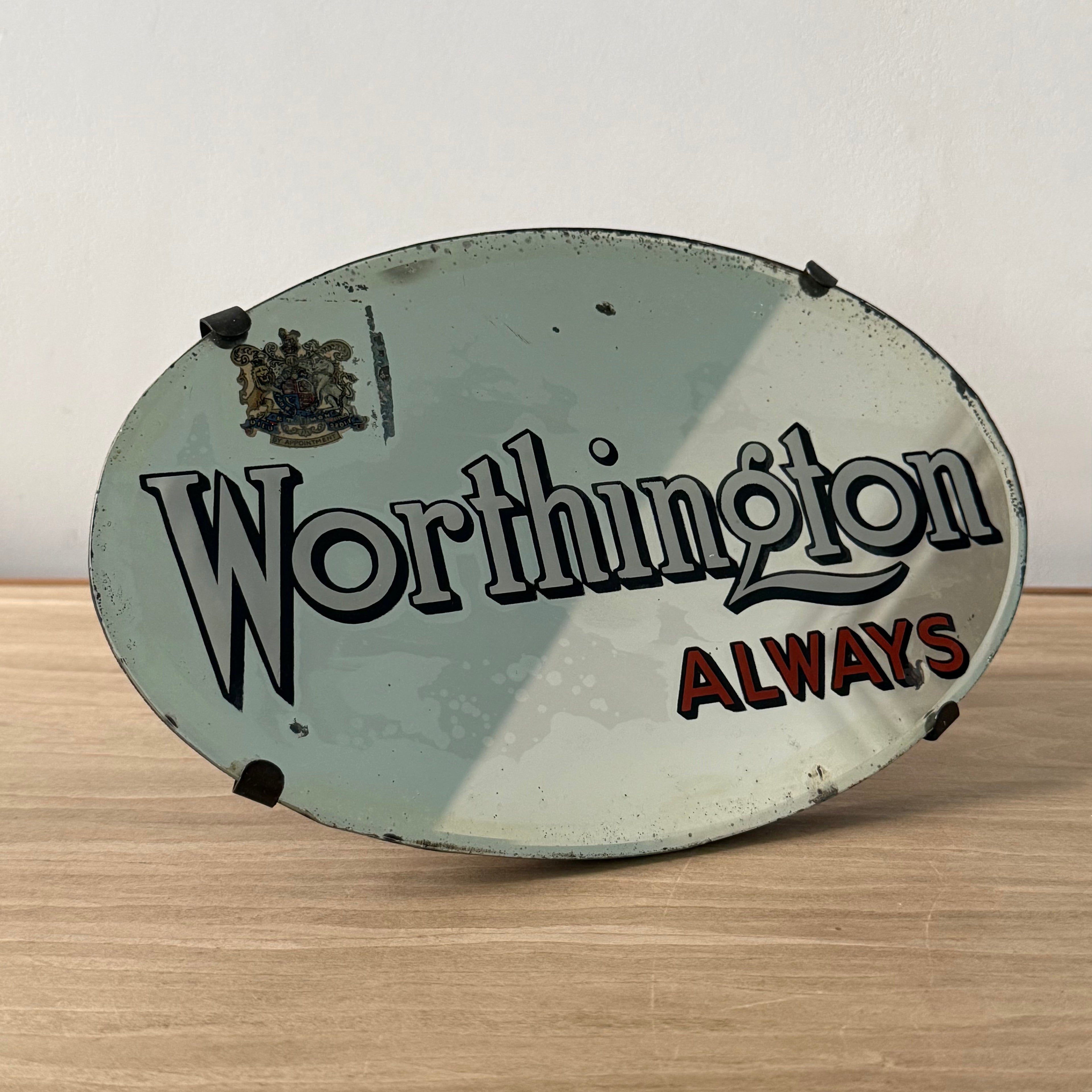 Vintage Worthington Always Beer Advertising Glass Pub Display Sign