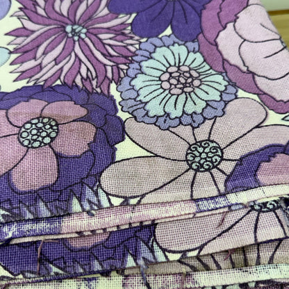 Vintage St Michael Flower Power Fabric 1970s Purple Floral 6.5m