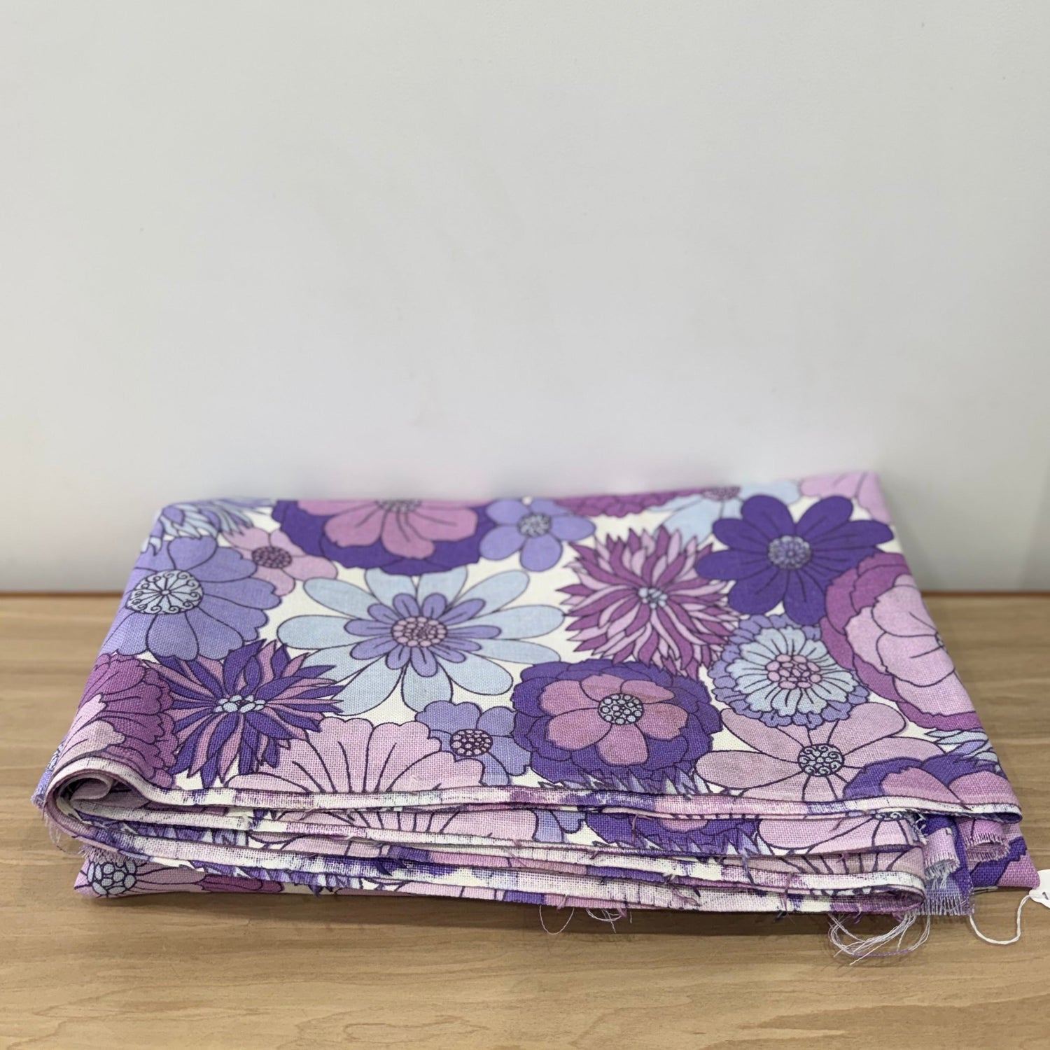 Vintage St Michael Flower Power Fabric 1970s Purple Floral 6.5m