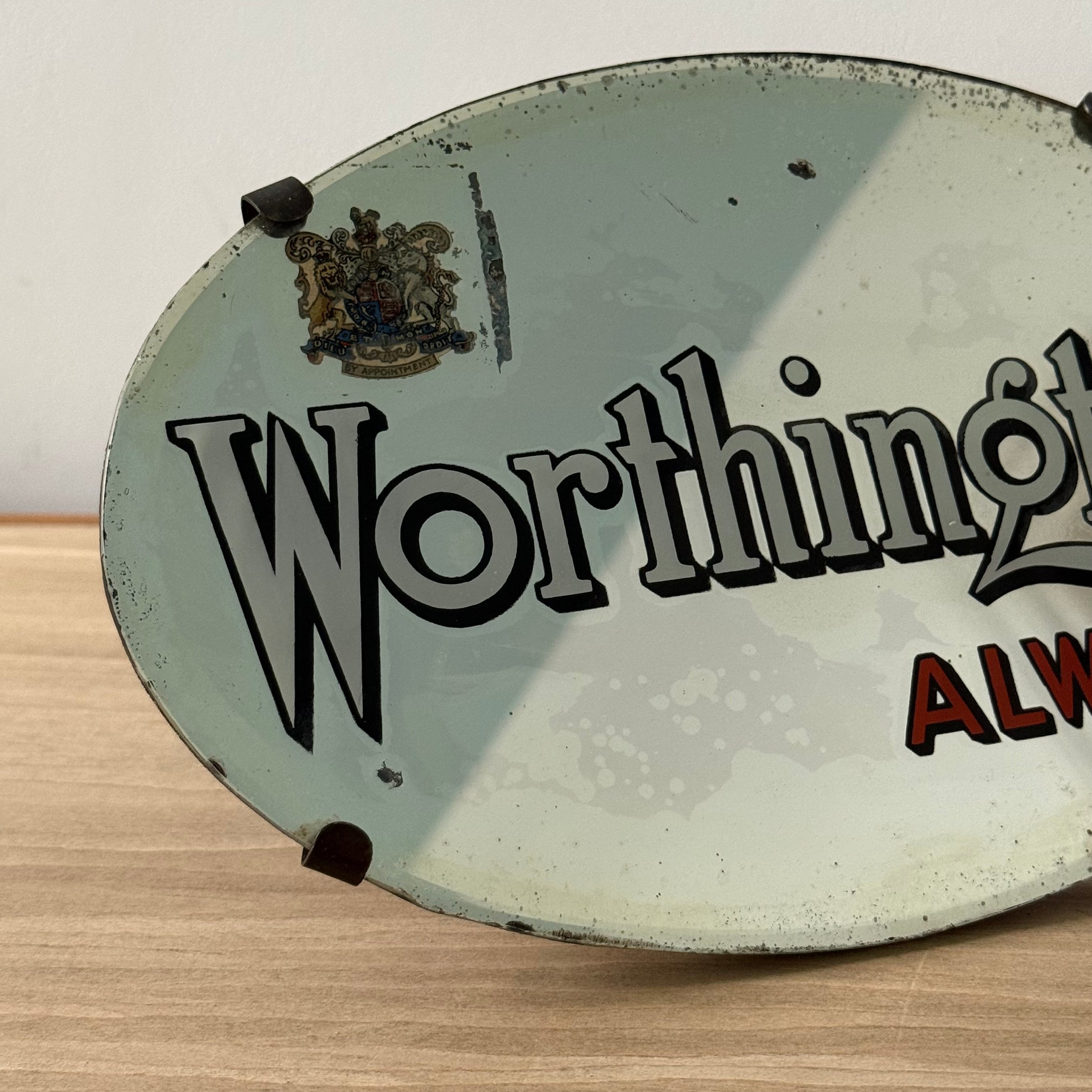 Vintage Worthington Always Beer Advertising Glass Pub Display Sign