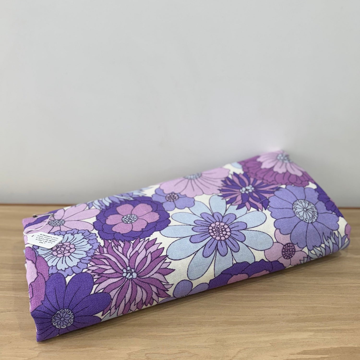 Vintage St Michael Flower Power Fabric 1970s Purple Floral 6.5m