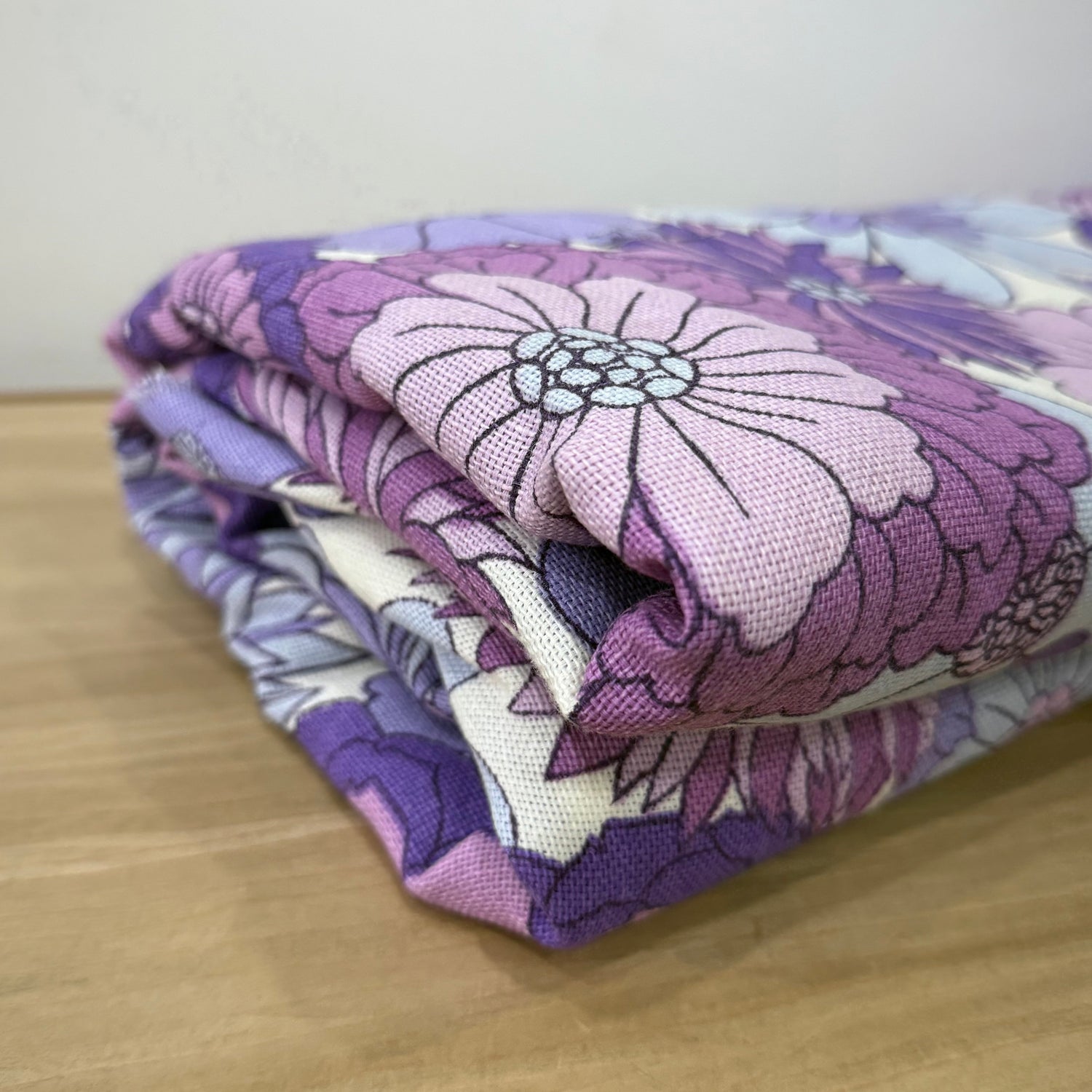 Vintage St Michael Flower Power Fabric 1970s Purple Floral 6.5m