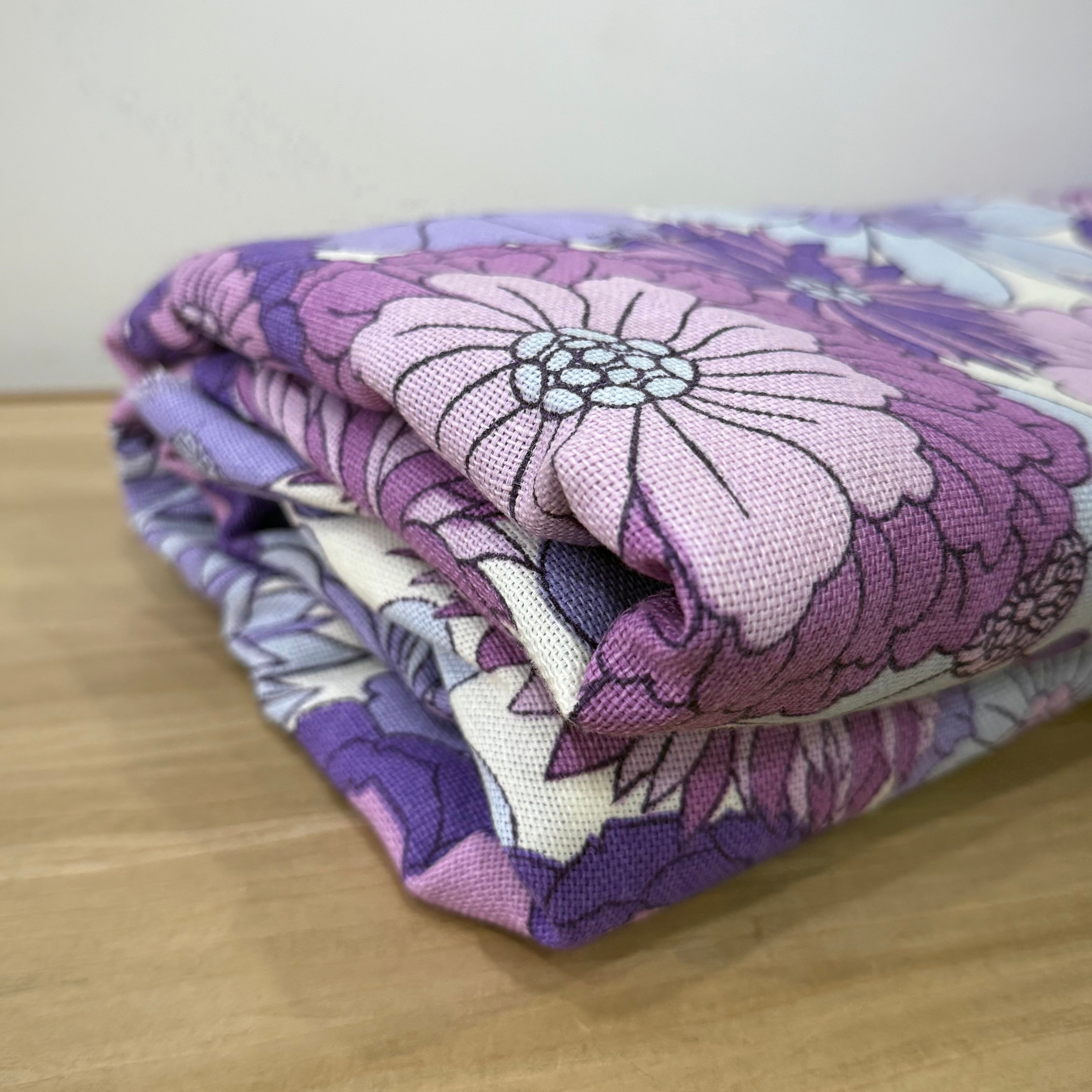 Vintage St Michael Flower Power Fabric 1970s Purple Floral 6.5m