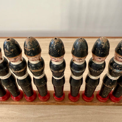 Vintage Wooden Skittles Set Hand Painted Policemen 9 Pins