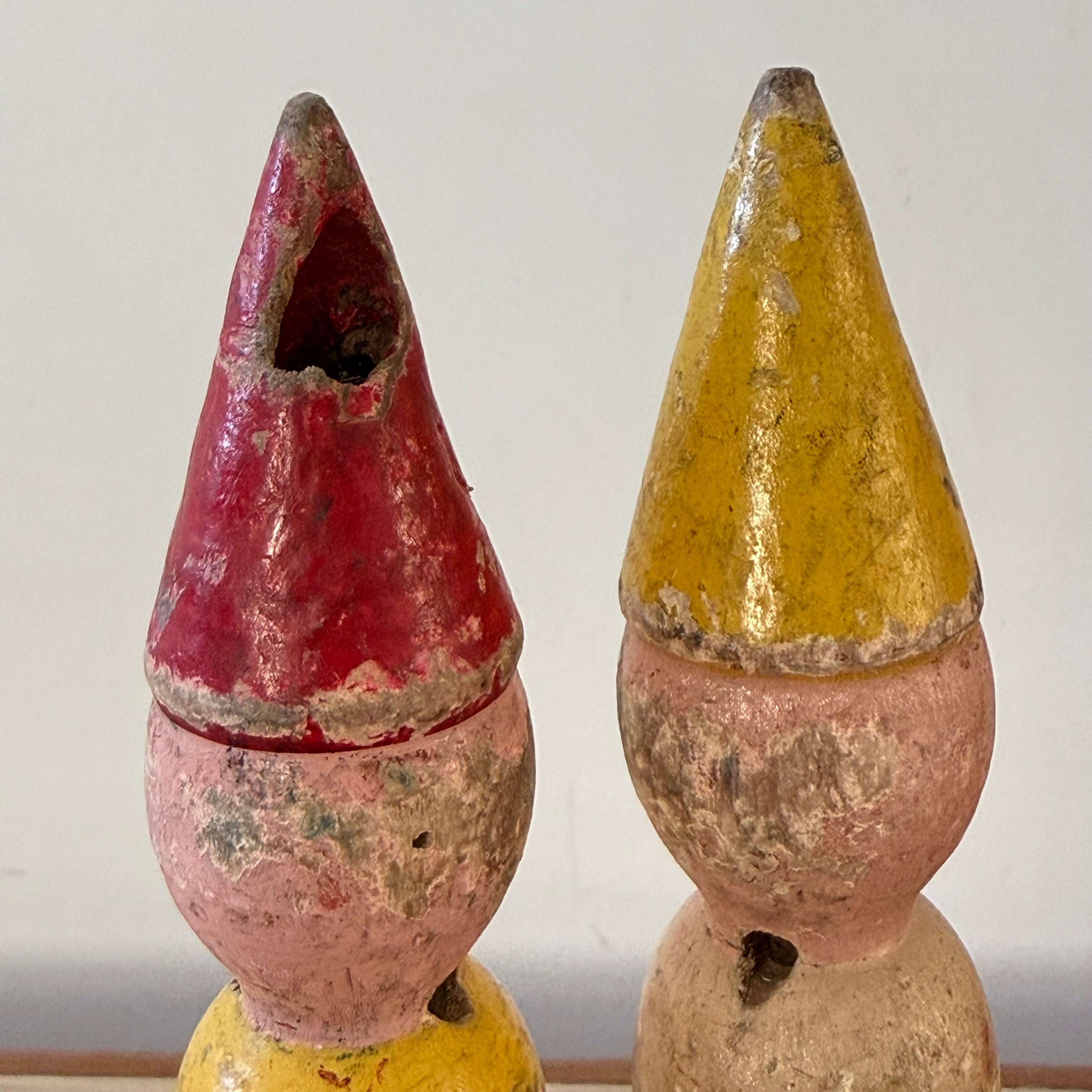 Vintage Wooden Clown Skittles Set Folk Art Fairground Style