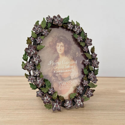 Lilac Purple Floral Crystal Photo Frame 4x5 Decorative Vintage Style