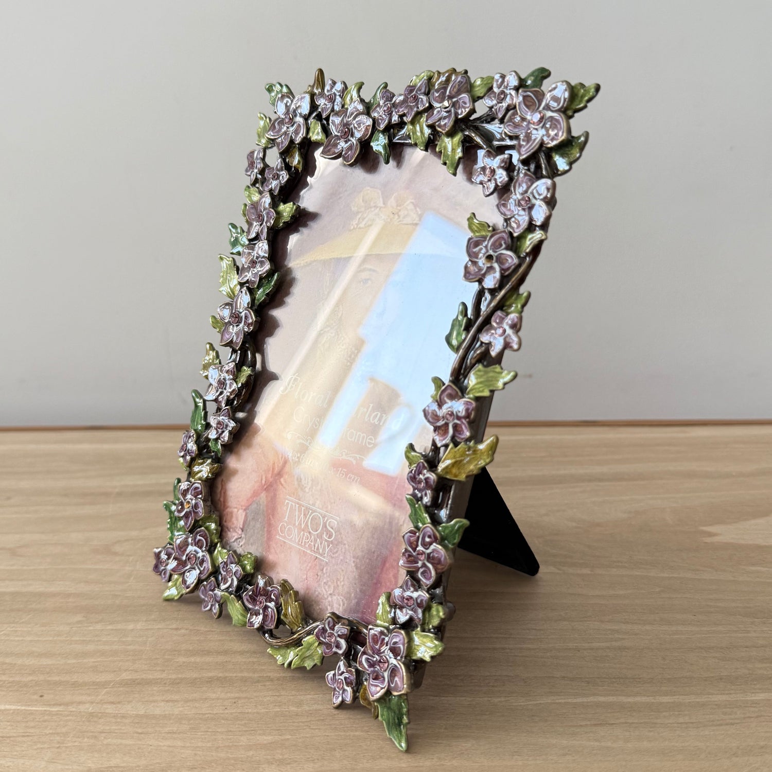 Lilac Floral Crystal Photo Frame 4x6 Decorative Vintage Style Gift