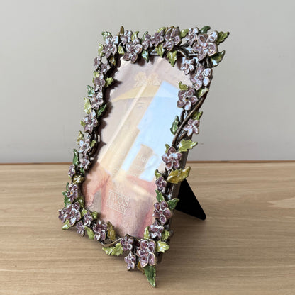 Lilac Floral Crystal Photo Frame 4x6 Decorative Vintage Style Gift