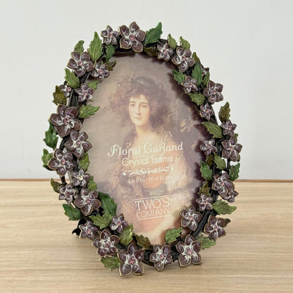 Lilac Purple Floral Crystal Photo Frame 4x5 Decorative Vintage Style