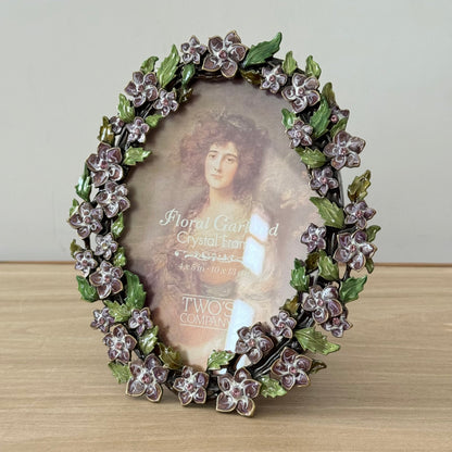 Lilac Purple Floral Crystal Photo Frame 4x5 Decorative Vintage Style