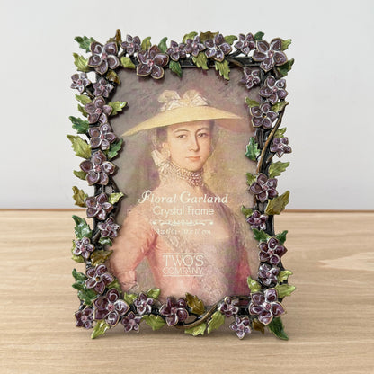 Lilac Floral Crystal Photo Frame 4x6 Decorative Vintage Style Gift