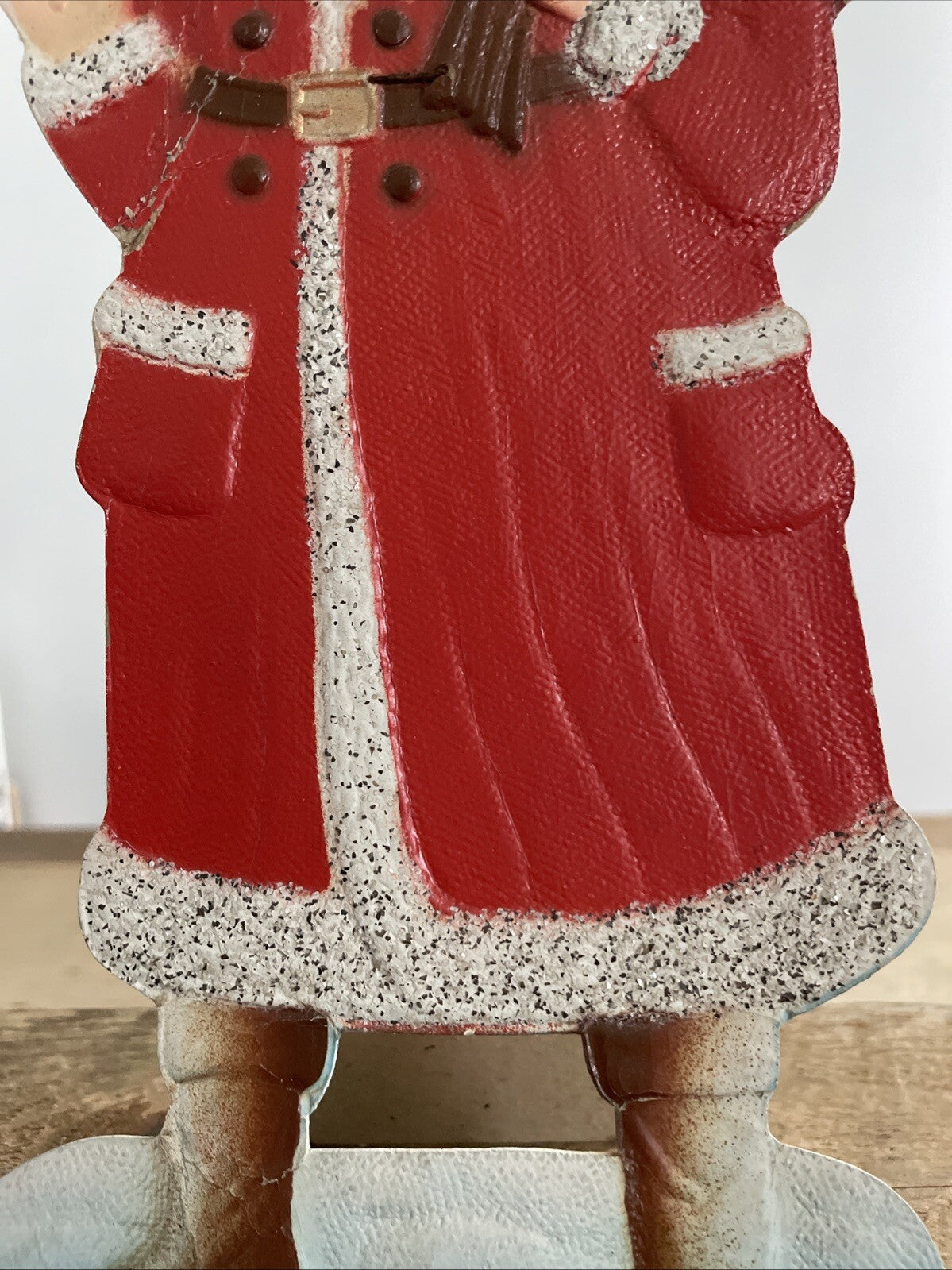 Antique Die Cut Santa Christmas Standee Embossed Pressed British Made - 27.7cm