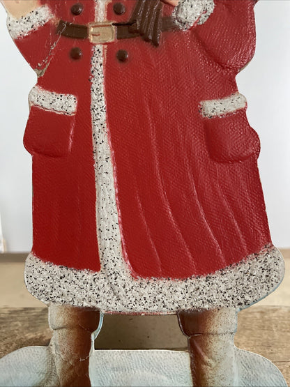 Antique Die Cut Santa Christmas Standee Embossed Pressed British Made - 27.7cm