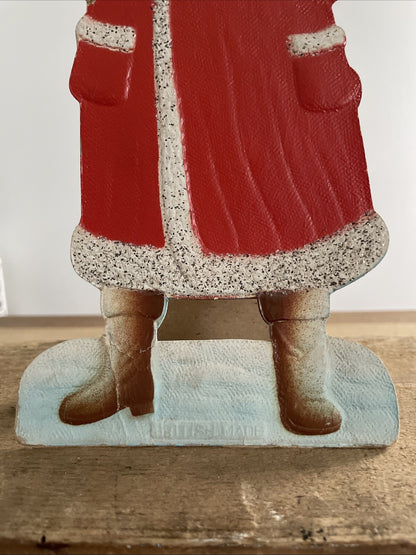 Antique Die Cut Santa Christmas Standee Embossed Pressed British Made - 27.7cm
