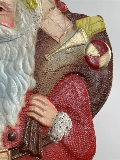 Antique Die Cut Santa Christmas Standee Embossed Pressed British Made - 27.7cm
