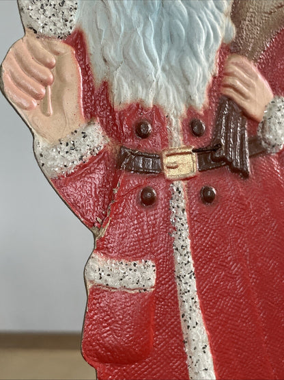 Antique Die Cut Santa Christmas Standee Embossed Pressed British Made - 27.7cm