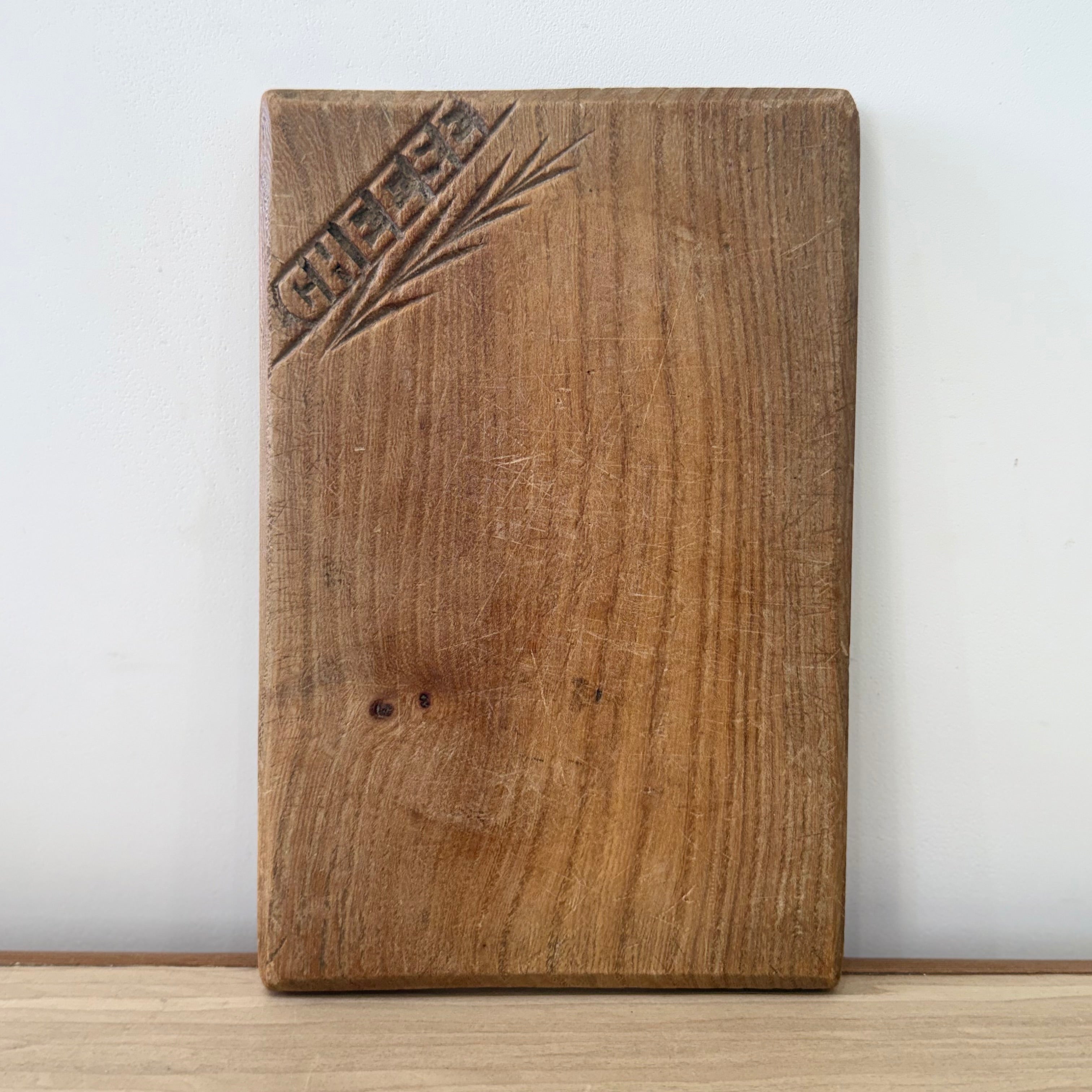 Vintage Wooden Cheese Board Carved “Cheese” Rustic Kitchenalia