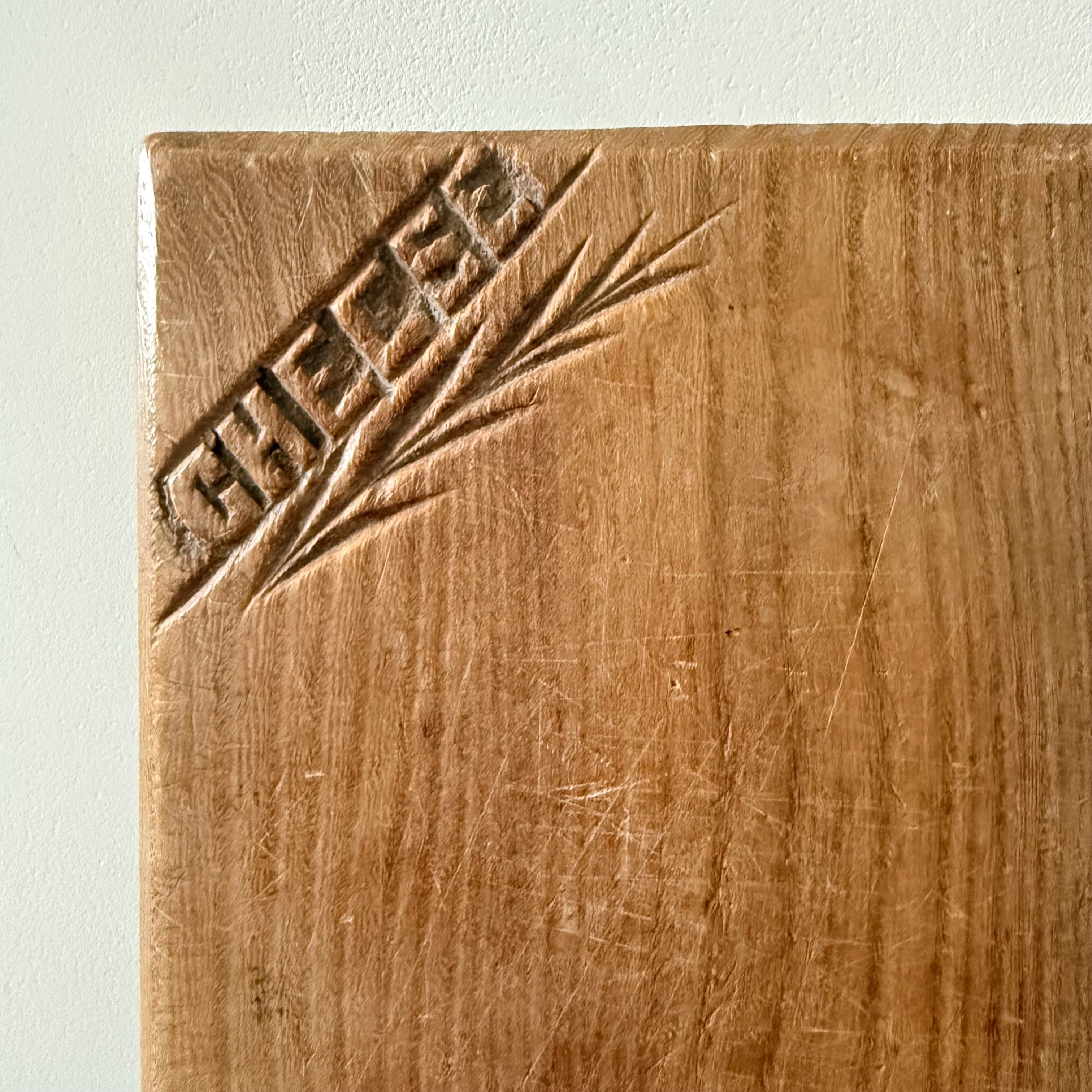 Vintage Wooden Cheese Board Carved “Cheese” Rustic Kitchenalia